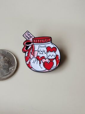 2/$15  Cat Jar Enamel Pin - Full of Love